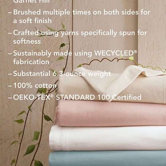 Garnet Hill 100% Cotton Twin Fitted Sheet Signature Solid Flannel - Picture 9 of 9